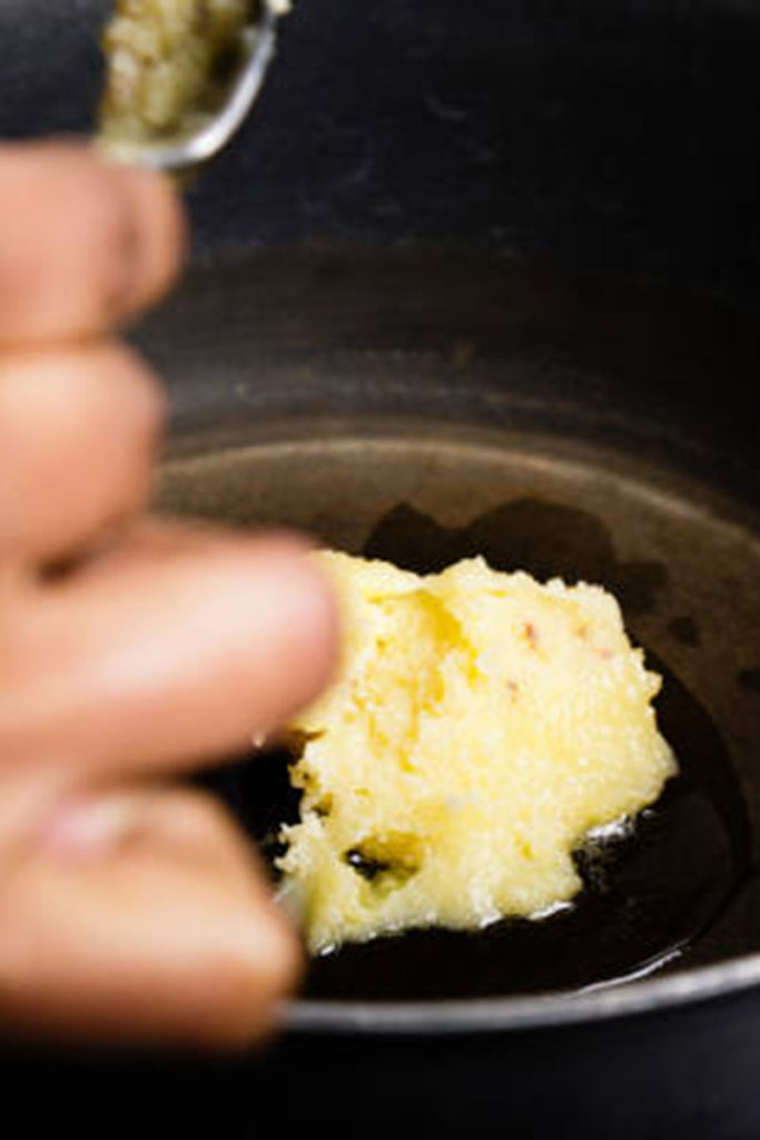 Melting cultured butter to make ghee