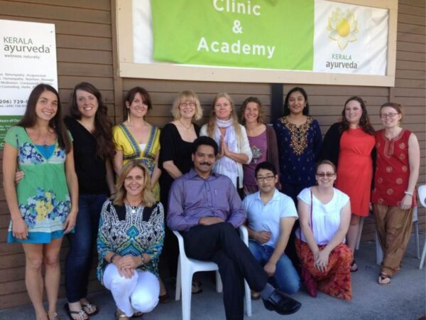Students and Vaidya. Jayarajan Kodikannath at Kerala Ayurveda, Seattle